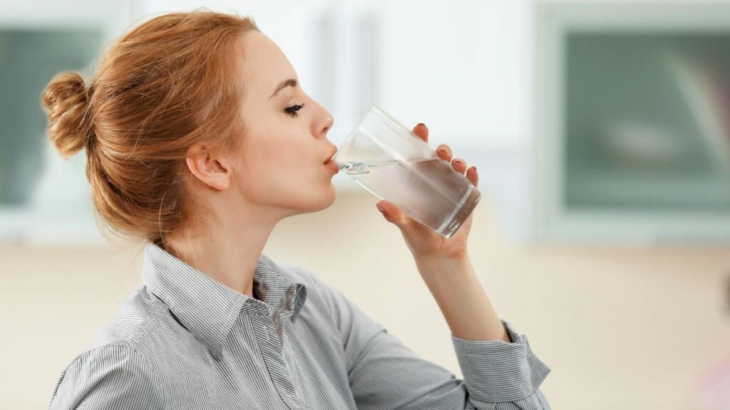 women drinking water