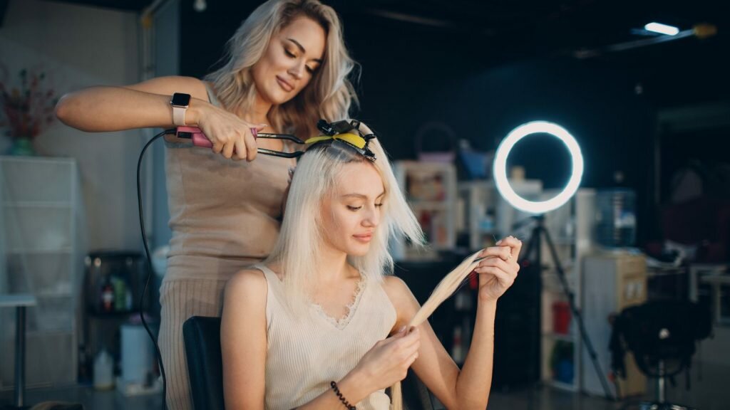 women using the hair extension